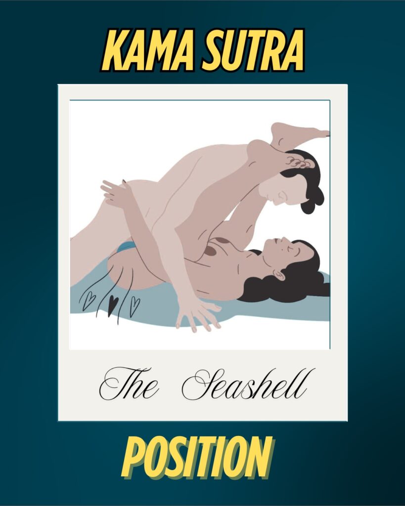 Kama Sutra seashell pose for intense intimacy.